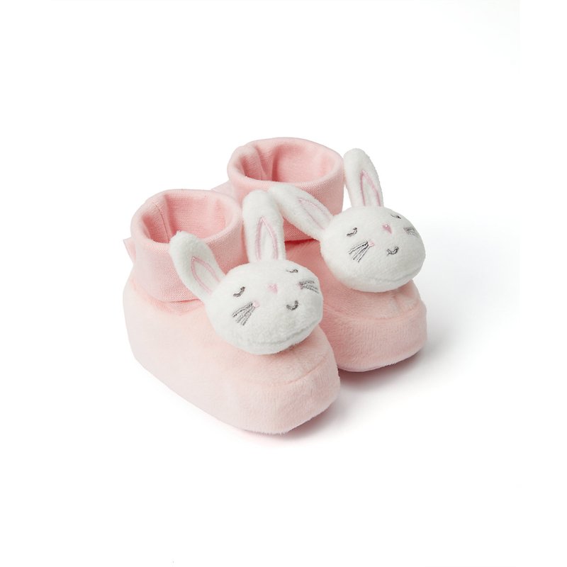 pink bunny rattle socktop booties Mothercare - Pink bunny rattle socktop booties - Image 1