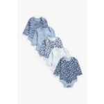 MOTHERCARE - blue animal-print bodysuits - 5 pack - Image 2