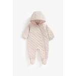MOTHERCARE - pink velour wadded pramsuit