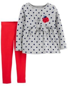 Carters - 2-Piece Polka Dot Top & Ladybug Legging Set