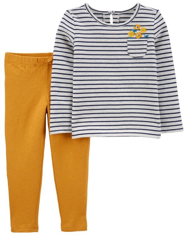 Carters - 2-Piece Striped Tee & Slub Jersey Pant Set