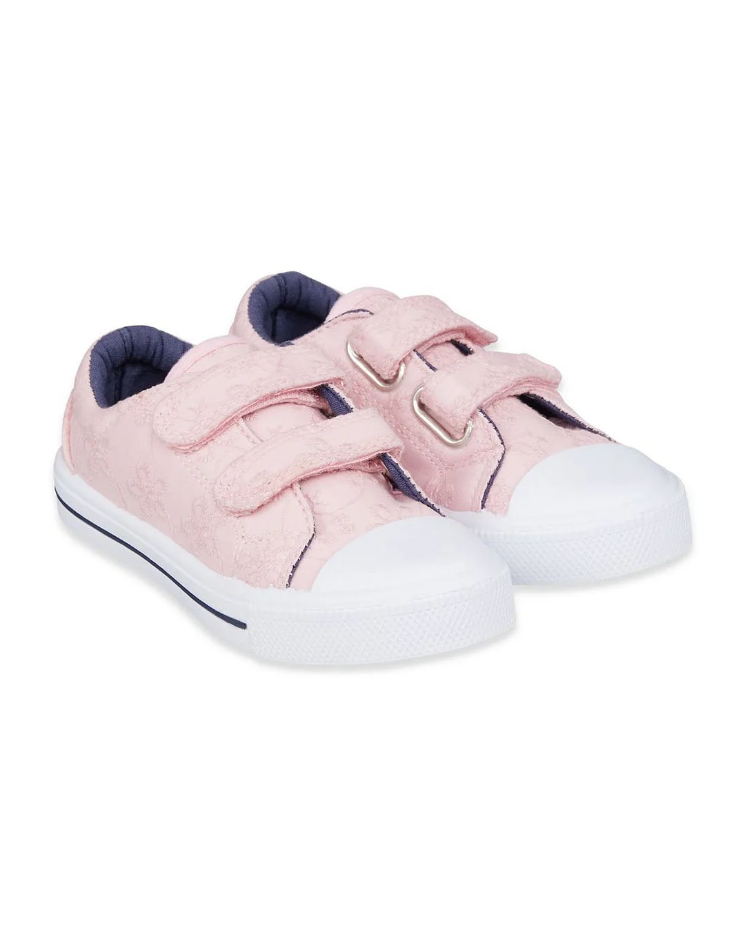VC996PINK_1 Mothercare - Pink Broderie Canvas Trainers - Image 1
