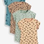 Next - Blue Mini Print 4 Pack Baby Printed Rompers