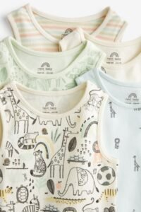 Next - Baby 5 Pack Vest Bodysuits - Image 2