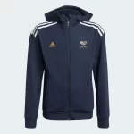 ADIDAS - SALAH AEROREADY FOOTBALL-INSPIRED FULL-ZIP HOODED JACKET BLUE