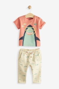 Next - FatFace Baby Red Crew Shark T-Shirt And Leggings Set - Image 2