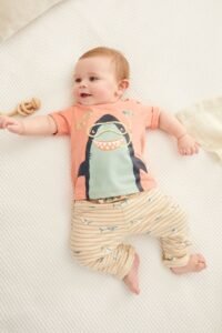 Next - FatFace Baby Red Crew Shark T-Shirt And Leggings Set