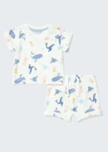 Matalan - Unisex Nautical Print Ribbed T-Shirt & Shorts Set