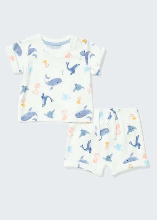 Matalan - Unisex Nautical Print Ribbed T-Shirt & Shorts Set