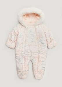 Matalan - Girls Cream Watercolour Print Snowsuit