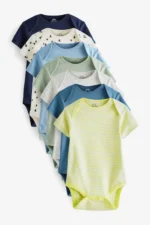 Next - Teal Blue/Green 7 Pack Short Sleeve Baby Bodysuits