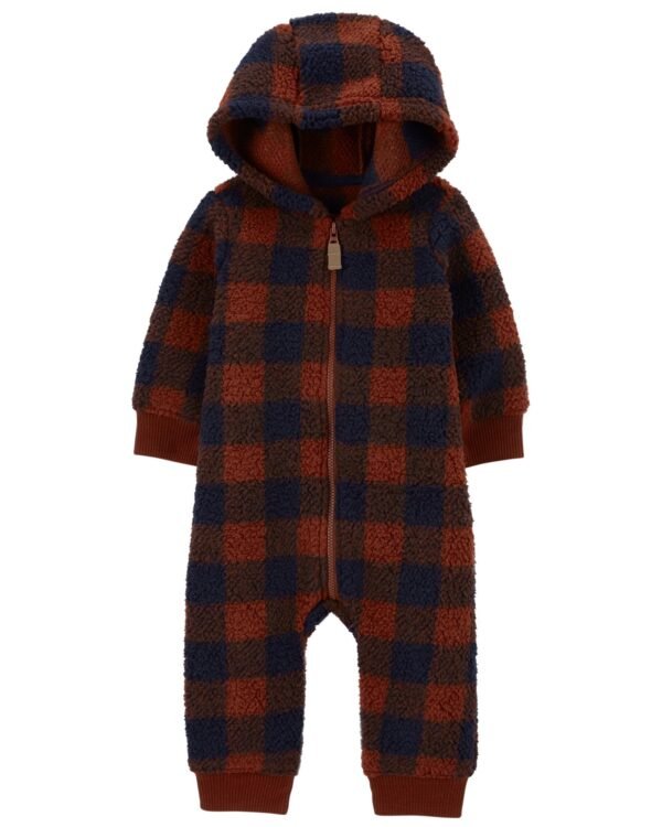 Carters-T Plaid Sherpa Jumpsuit
