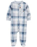 Carters - Plaid Monster Fleece Zip-Up Sleeper Pyjamas
