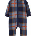 Carters - Plaid Zip-Up Fleece Jumpsuit