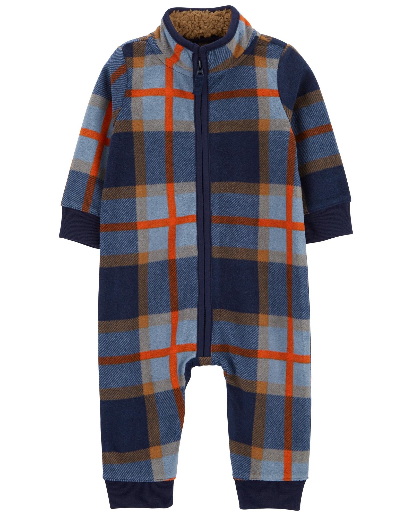 img_6523 Carters - Plaid Zip-Up Fleece Jumpsuit - Image 1