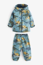 Next - Blue Dinosaur Waterproof Jacket And Trousers Set - Image 2