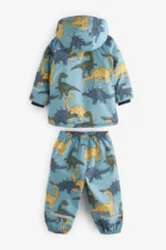 Next - Blue Dinosaur Waterproof Jacket And Trousers Set - Image 4