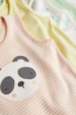 Next - Multi Baby 4 Pack Panda Character Vest Bodysuits - Image 2