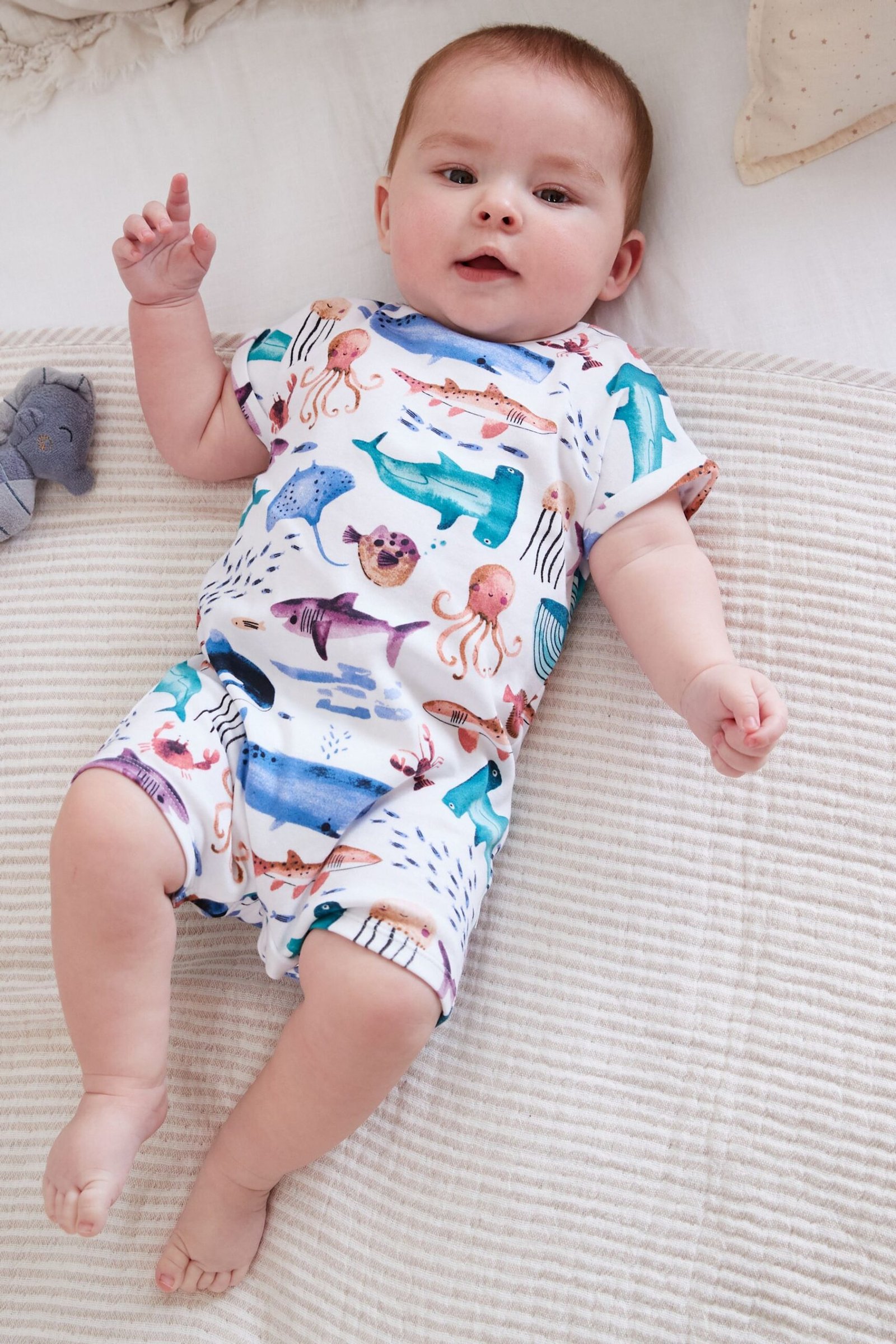 Next – Blue Ocean Character Jersey Baby Romper – New Baby Closet