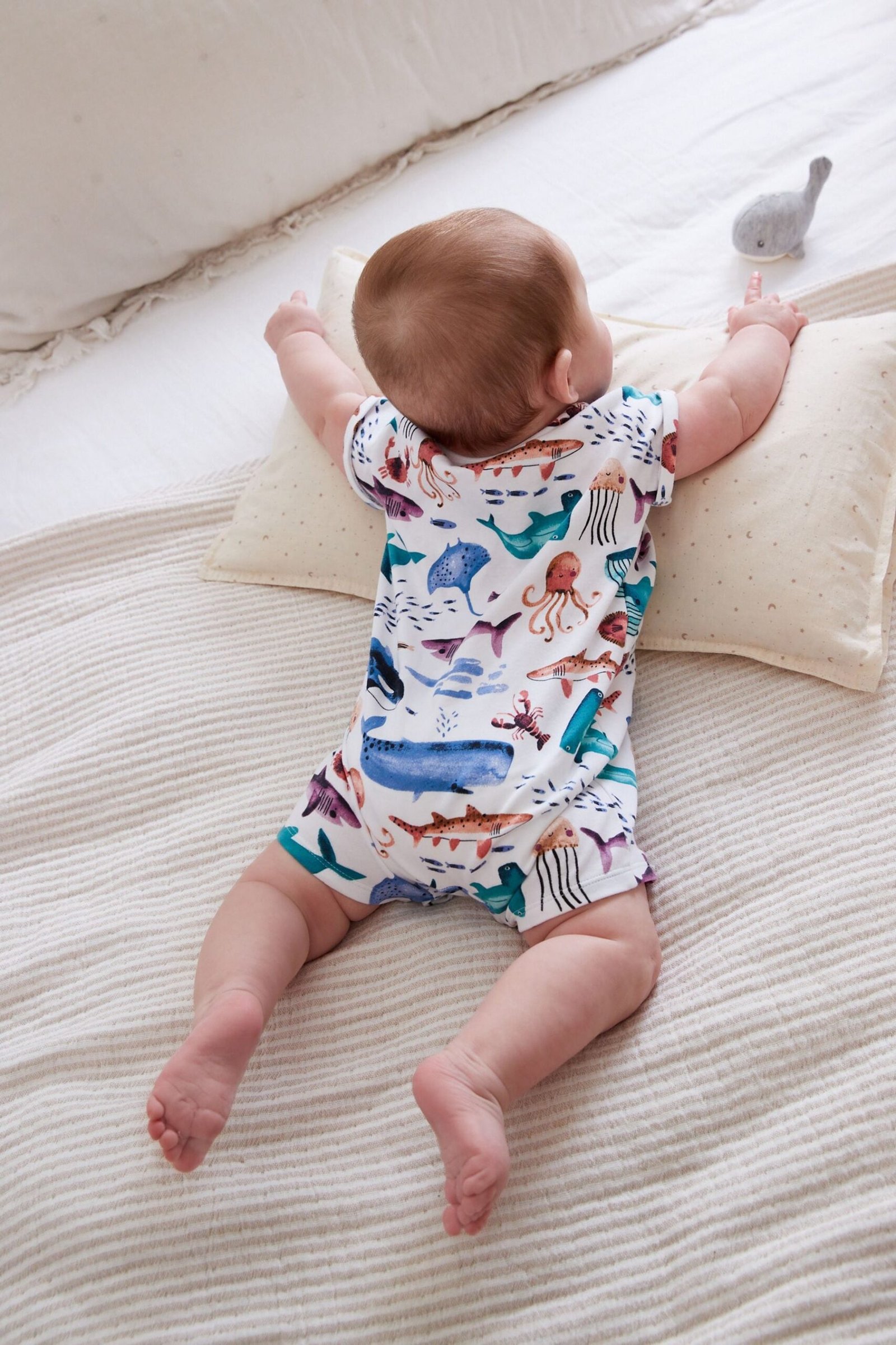 Next – Blue Ocean Character Jersey Baby Romper – New Baby Closet