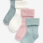 Next - Pink & Blue Baby Roll Top Socks 4 Pack