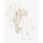 Mothercare - oatmeal sleepsuits - 3 pack