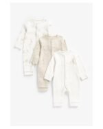 Mothercare - oatmeal sleepsuits - 3 pack