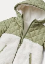 Matalan - Baby Cream & Khaki Quilted Snowsuit - Image 2