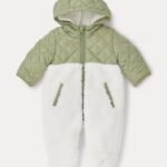 Matalan - Baby Cream & Khaki Quilted Snowsuit