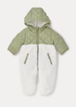 Matalan - Baby Cream & Khaki Quilted Snowsuit