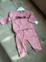 Matalan - Baby Pink Frill Knitted Top & Leggings Set - Image 2