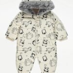 George - Cream Fur Trim Hooded Animal Snowsuit