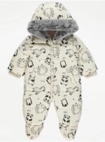 George - Cream Fur Trim Hooded Animal Snowsuit