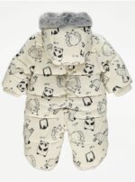 George - Cream Fur Trim Hooded Animal Snowsuit - Image 2