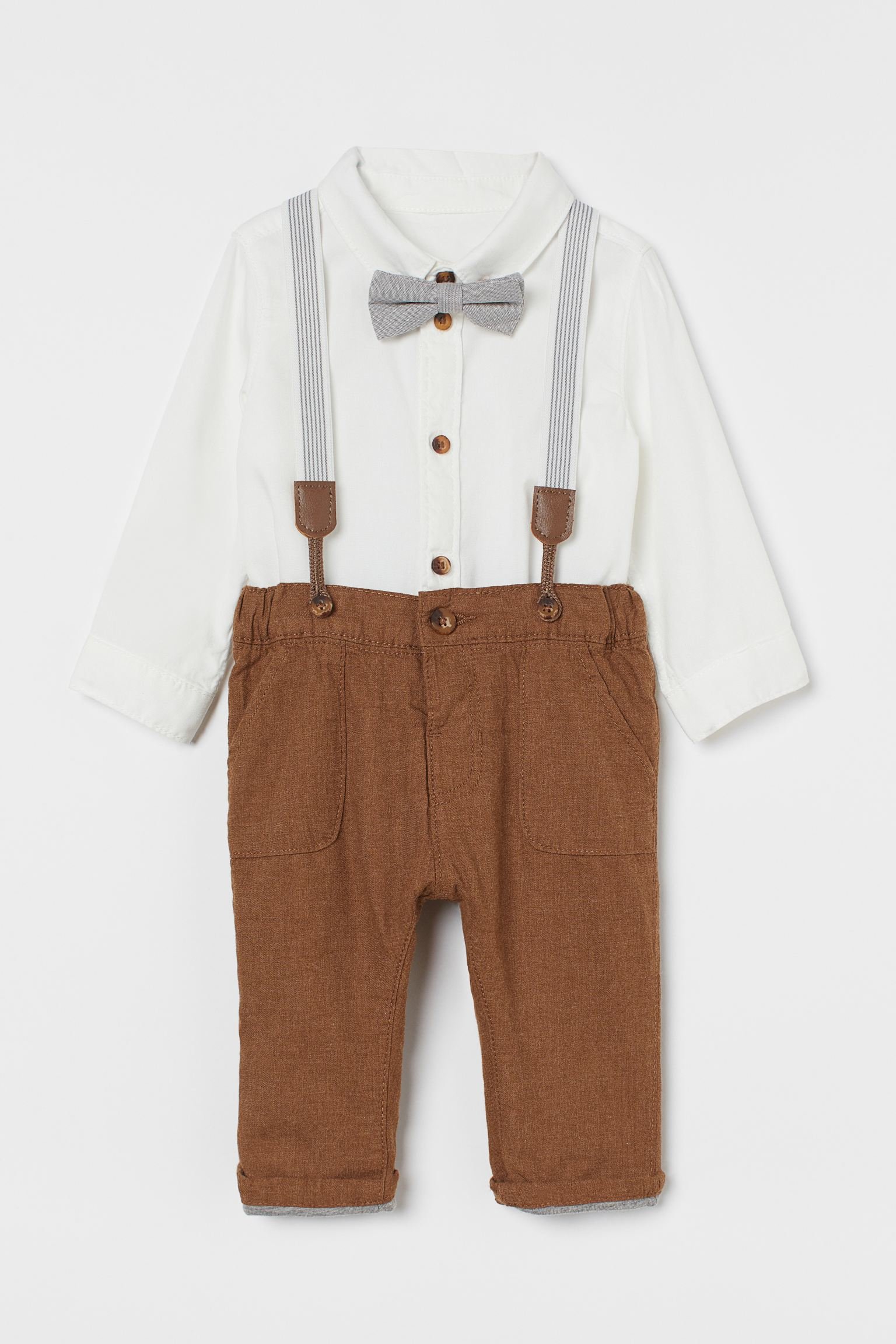 hmgoepprod H&M - Dressy set Brown/White - Image 1