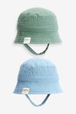 Next - Blue/Green Baby Bucket Hats 2 Pack