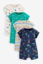 Next - Green Dinosaur Baby Rompers 4 Pack