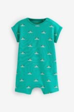 Next - Green Dinosaur Baby Rompers 4 Pack - Image 3