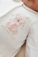 Next - White/Pink Bear Baby Sleepsuits 3 Pack - Image 3