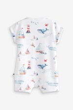 Next - Blue/White Boat Baby Rompers 3 Pack - Image 5