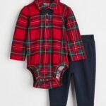 H&M - 2-piece Cotton Set Red/green plaid