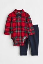 H&M - 2-piece Cotton Set Red/green plaid