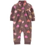 Carters-T Infant Girls Heart Fleece Jumpsuit