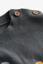 H&M - Cotton Sweater Dark gray/animals - Image 2