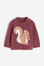H&M - Cotton Sweater Dark pink/squirrel