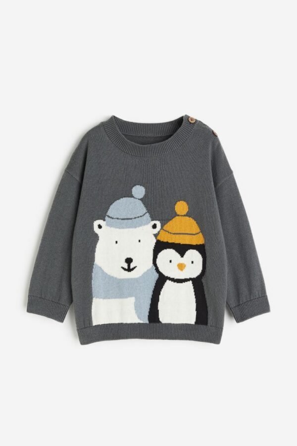 H&M - Cotton Sweater Dark gray/animals