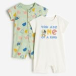 H&M - 2-pack printed pyjamas Light green/Mickey Mouse