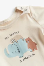 H&M - 2-piece cotton set Light beige/Animals - Image 2