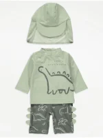 George - Sage Green Sunsafe Swim Top Shorts and Keppi Hat Set