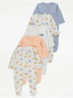 George - Safari Animals Sleepsuits 5 Pack